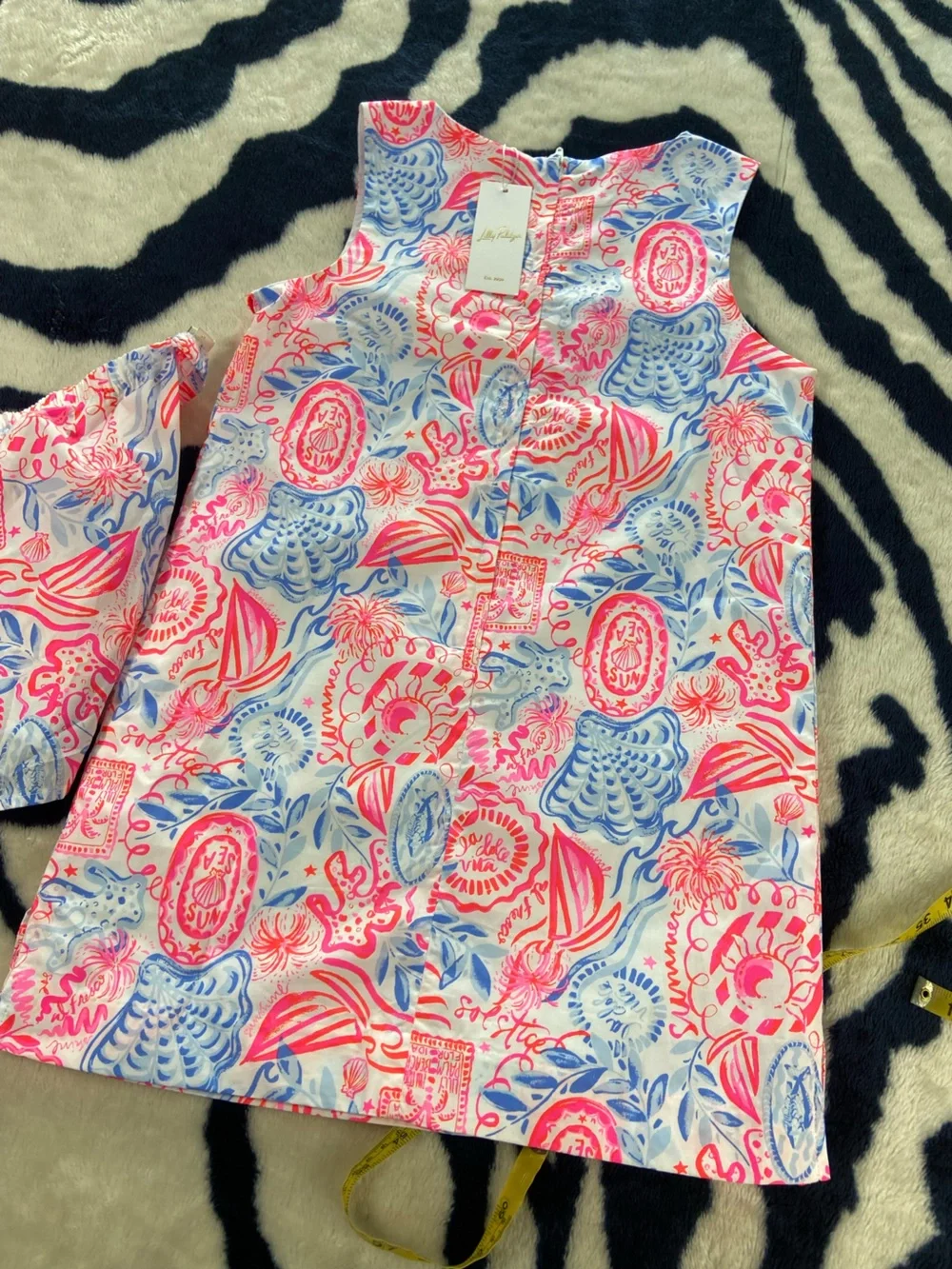 Lilly Pulitzer Girls 14 Mini Romey Shift Dress Shorts Set Sun Sea Sand Shells